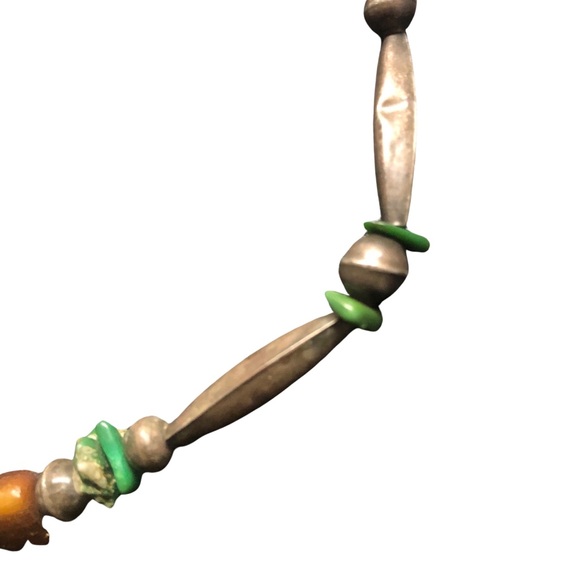 Vintage Navajo Bench beads sterling silver turquoise coral bone? Necklace - Picture 10 of 12